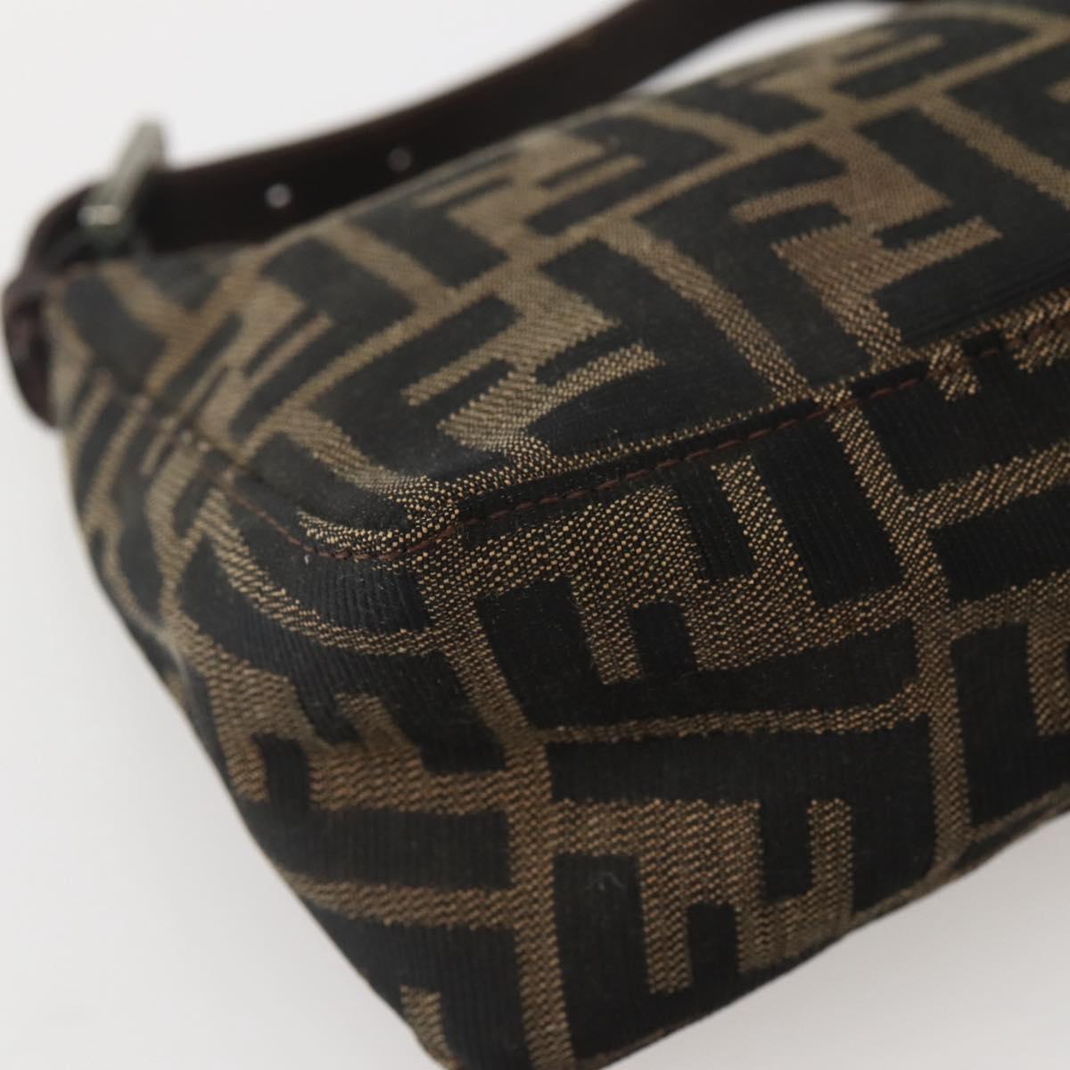FENDI Zucca Canvas Hand Bag Brown Black Auth 144126