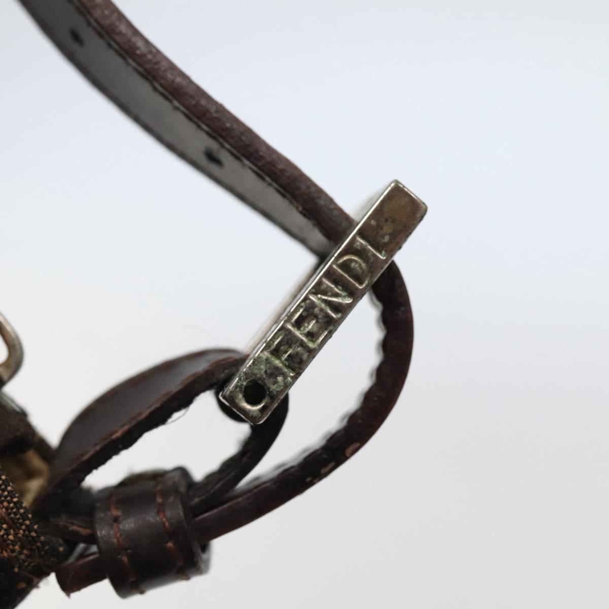 FENDI Zucca Canvas Hand Bag Brown Black Auth 144126