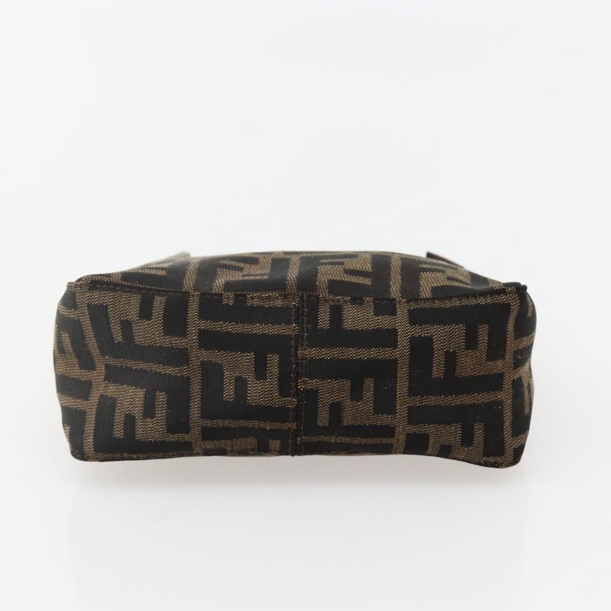 FENDI Zucca Canvas Hand Bag Brown Black Auth 144126