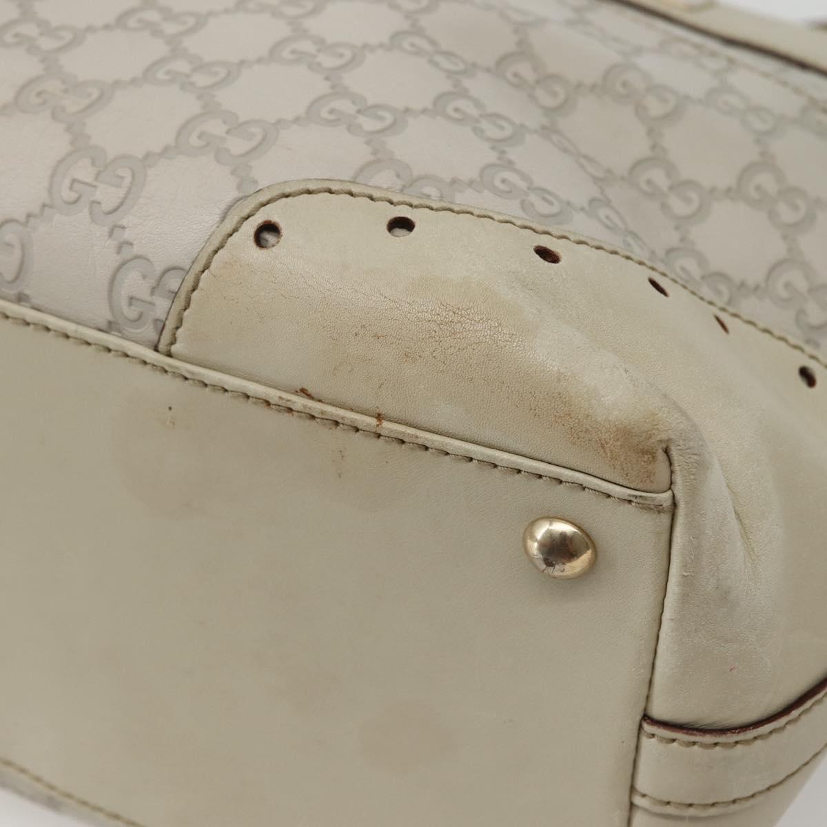 GUCCI GG Canvas Guccissima Tote Bag Leather White Gold 145993 Auth 144130