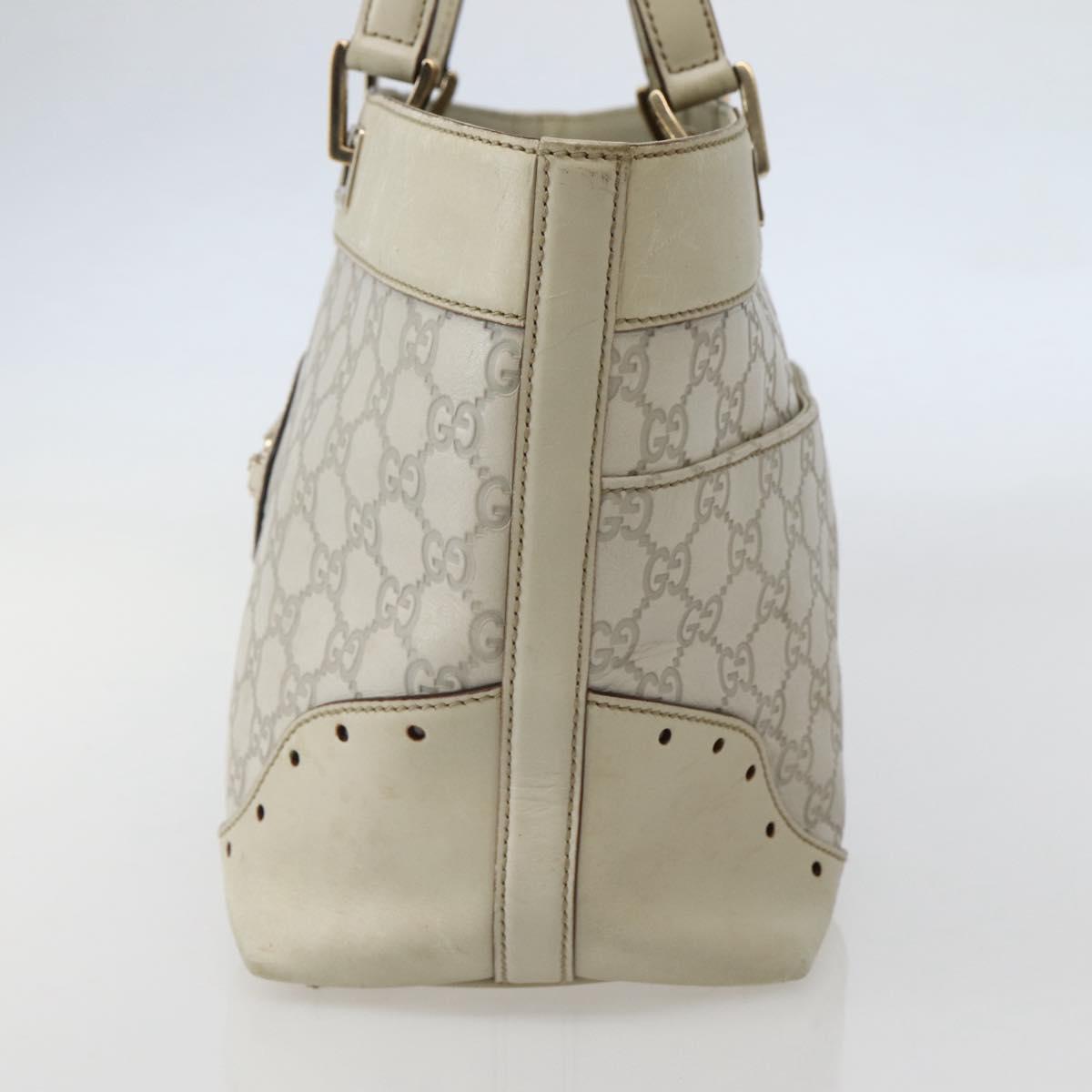 GUCCI GG Canvas Guccissima Tote Bag Leather White Gold 145993 Auth 144130