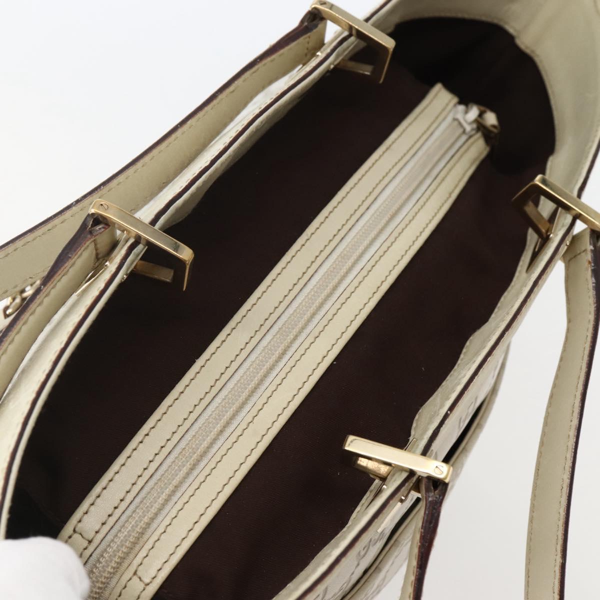 GUCCI GG Canvas Guccissima Tote Bag Leather White Gold 145993 Auth 144130