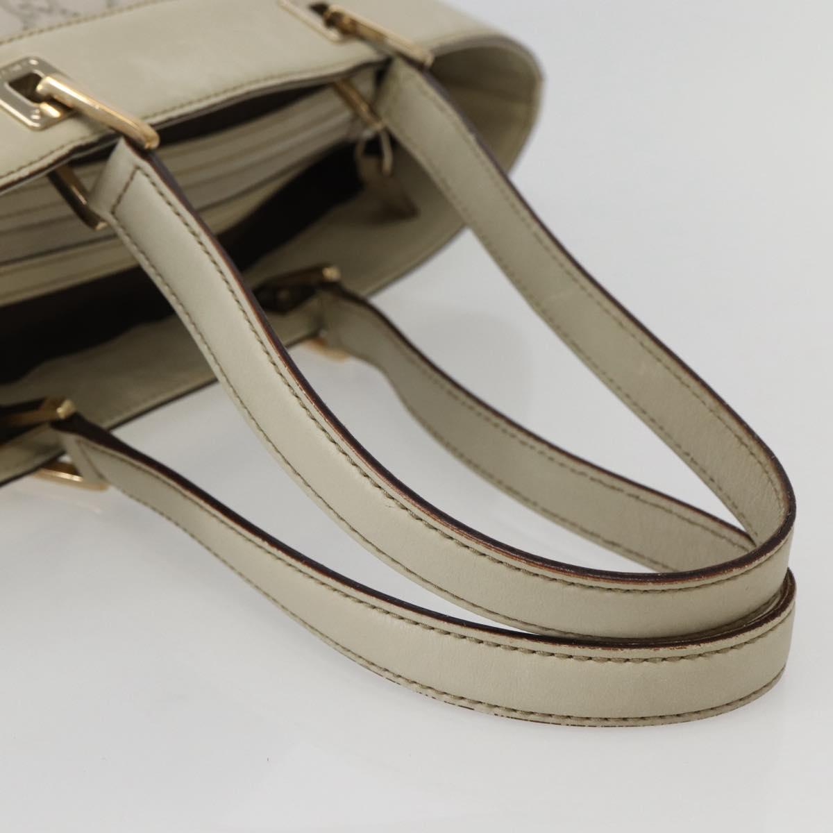 GUCCI GG Canvas Guccissima Tote Bag Leather White Gold 145993 Auth 144130