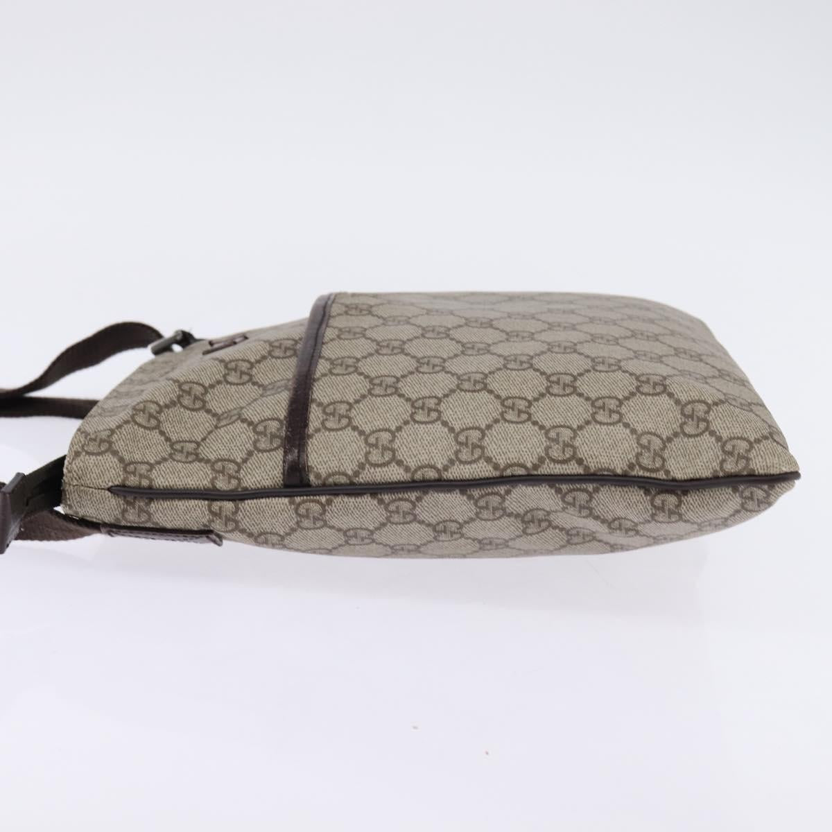 GUCCI GG Supreme Shoulder Bag PVC Beige Silver 141626 Auth 144131