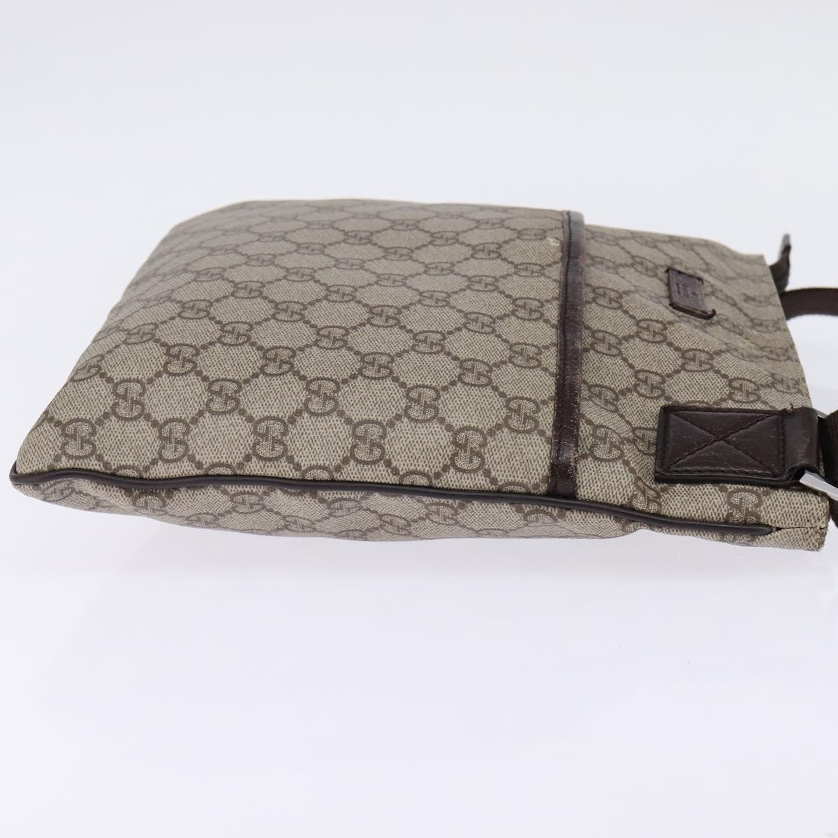 GUCCI GG Supreme Shoulder Bag PVC Beige Silver 141626 Auth 144131