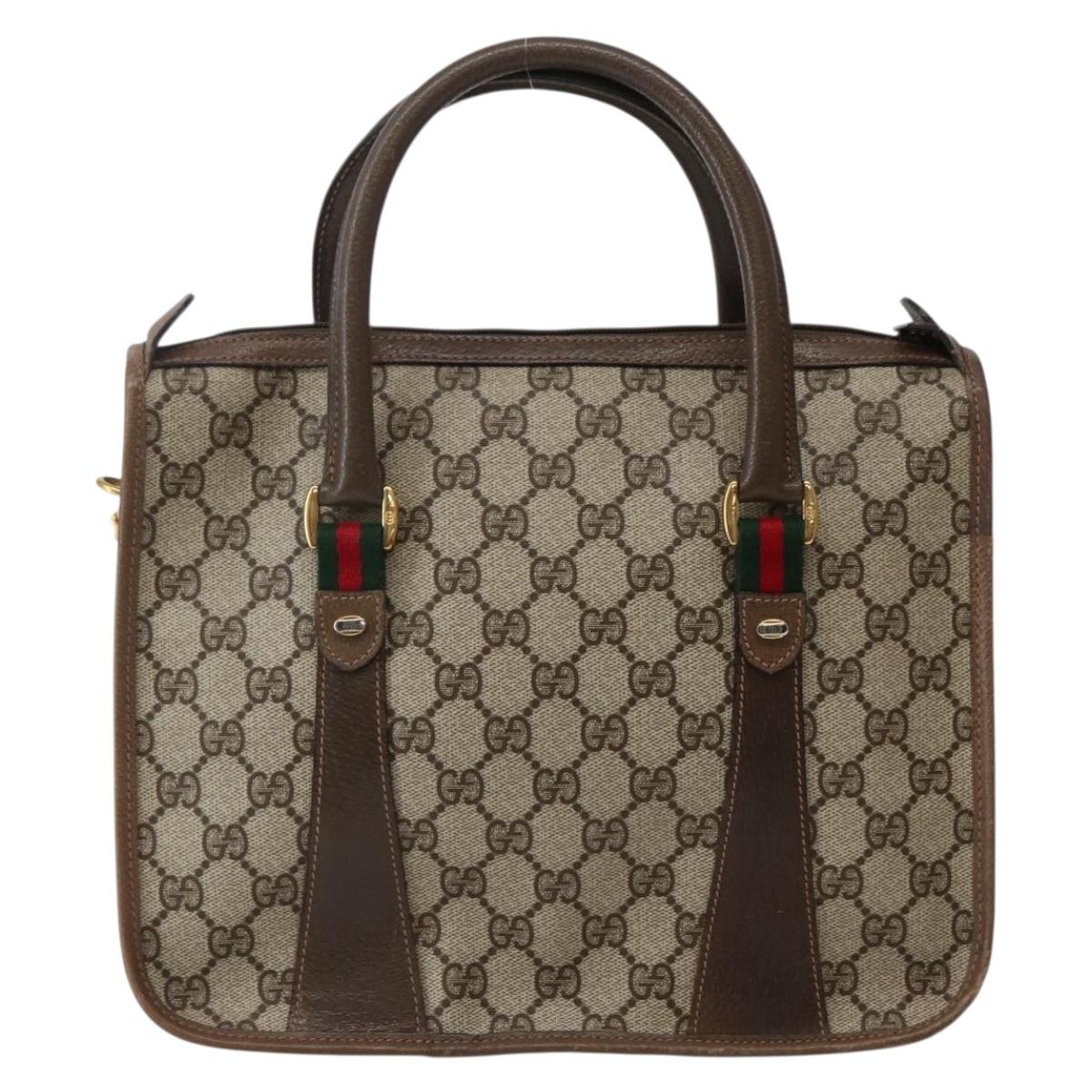 GUCCI GG Supreme Web Sherry Line Tote Bag PVC Beige Gold 41 02 039 Auth 144132