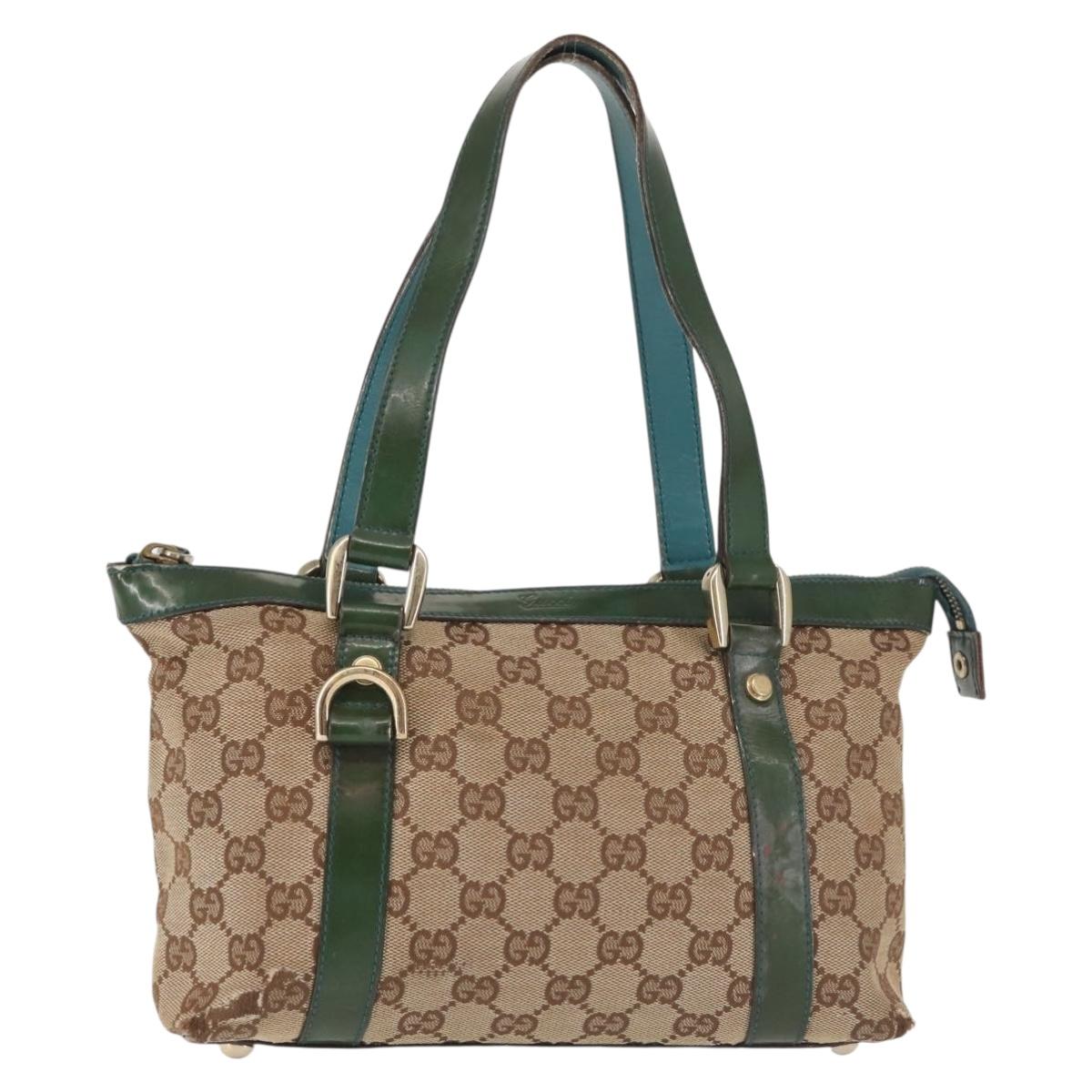 GUCCI GG Canvas Abbey Hand Bag Beige Gold 141471 Auth 144133