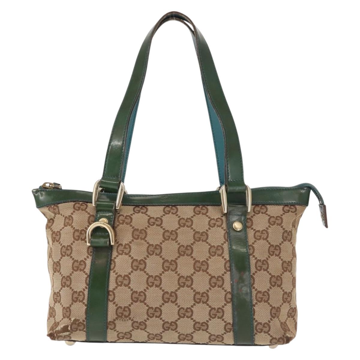 GUCCI GG Canvas Abbey Hand Bag Beige Gold 141471 Auth 144133