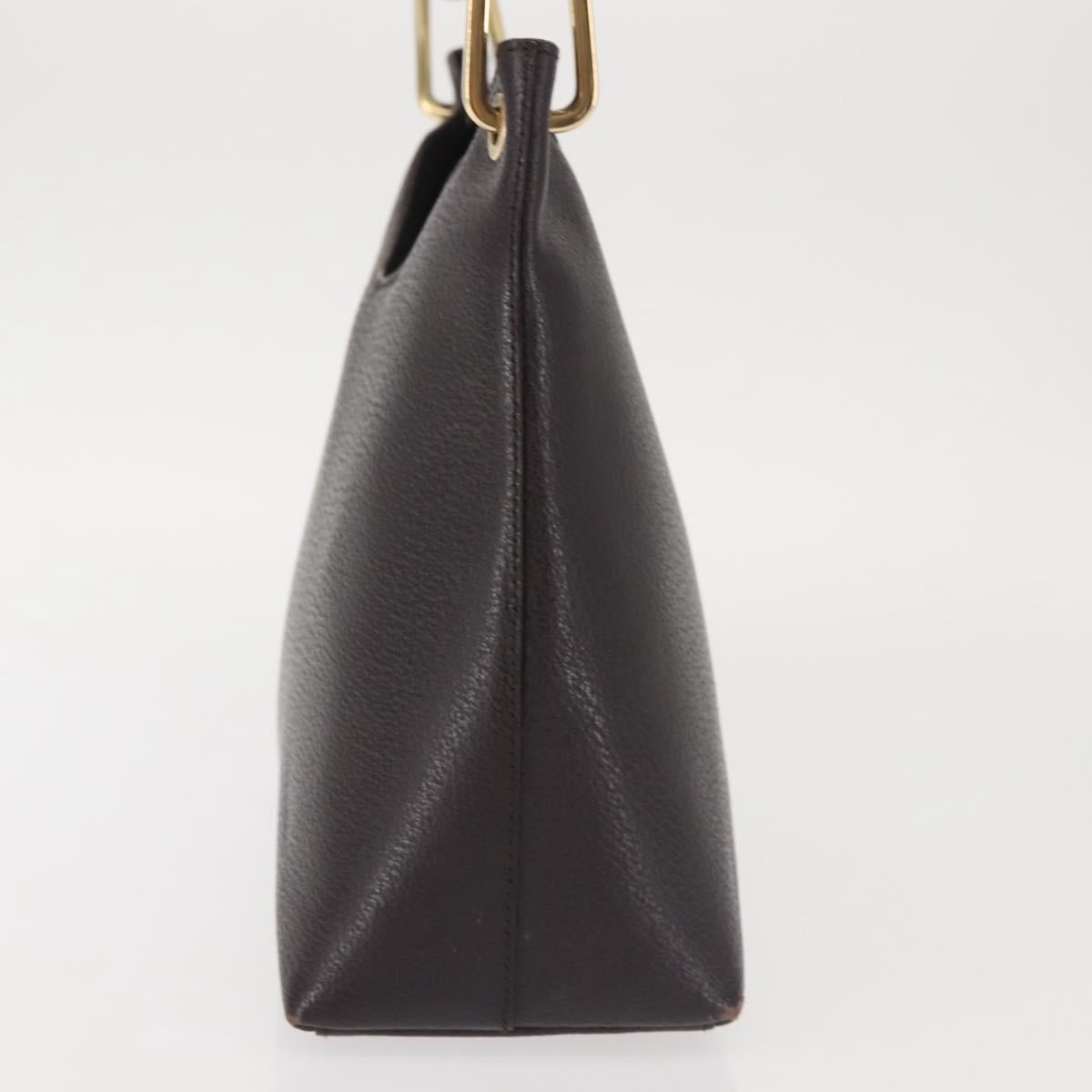 GUCCI Bamboo Shoulder Bag Leather Dark Brown Gold 001 3008 Auth 144134