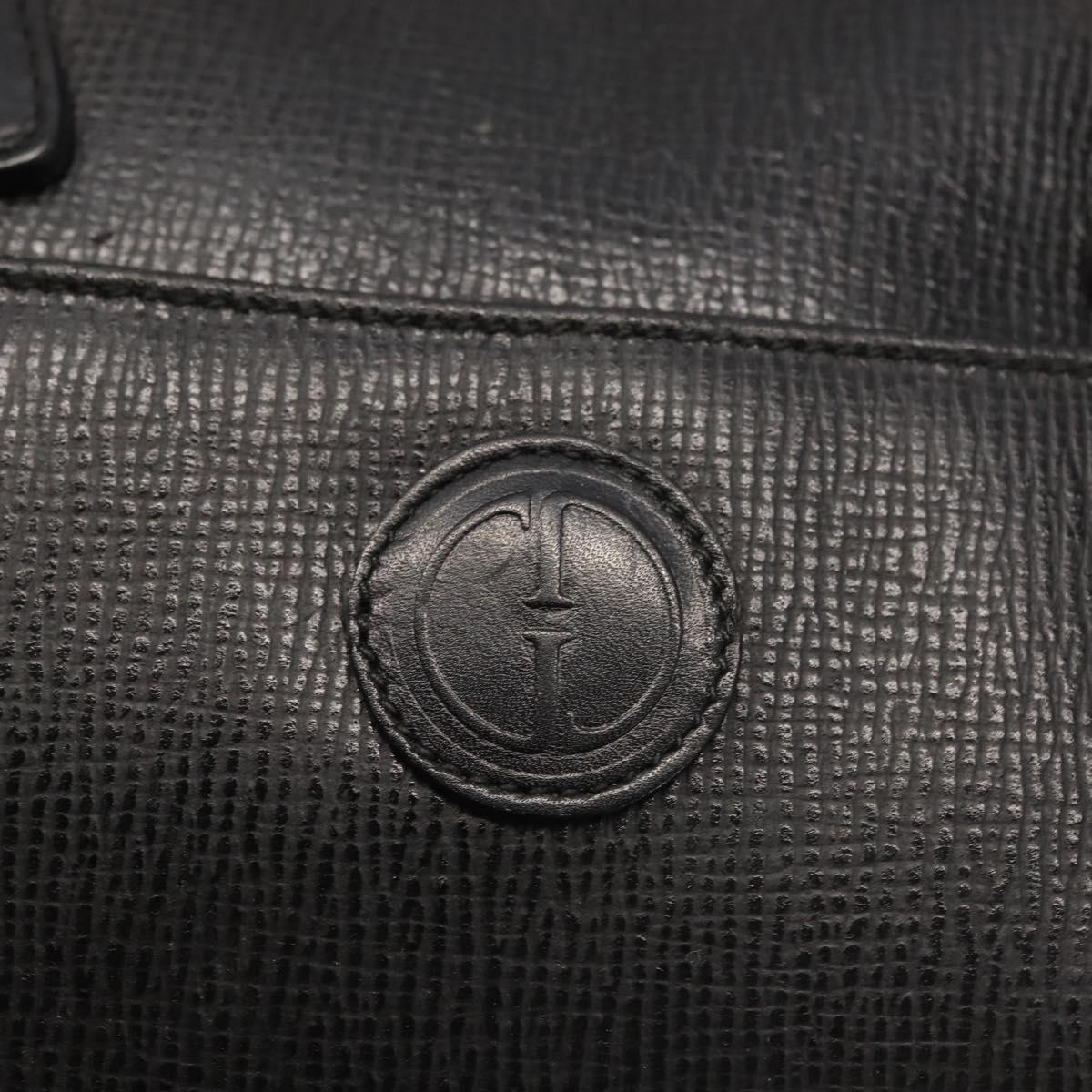 GUCCI Hand Bag Leather Black Gold Auth 144139