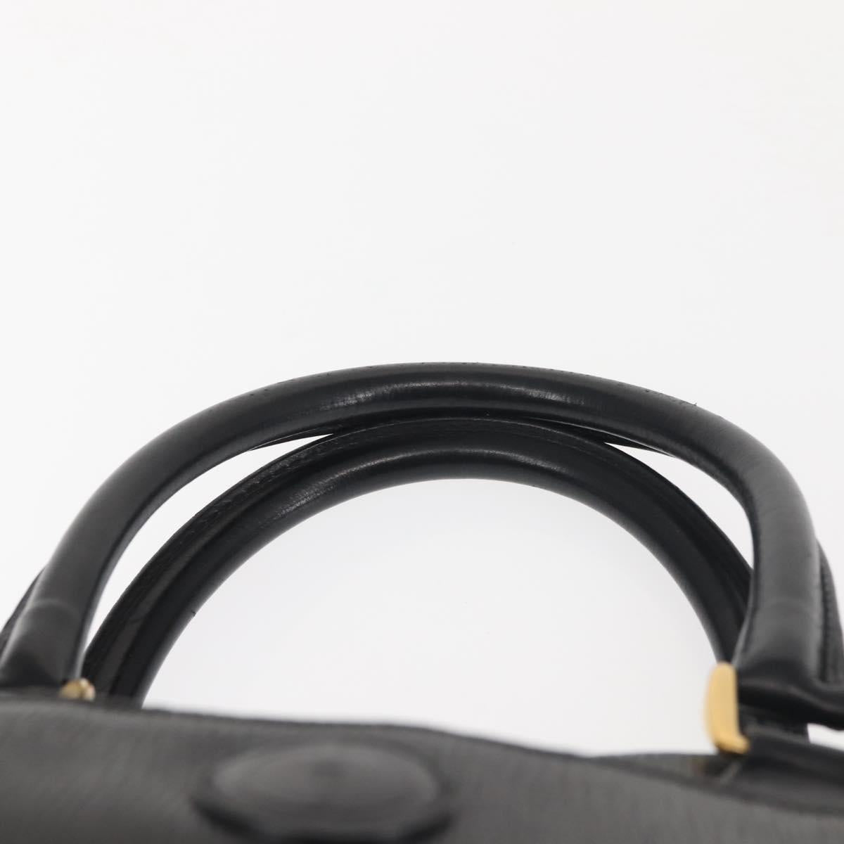 GUCCI Hand Bag Leather Black Gold Auth 144139
