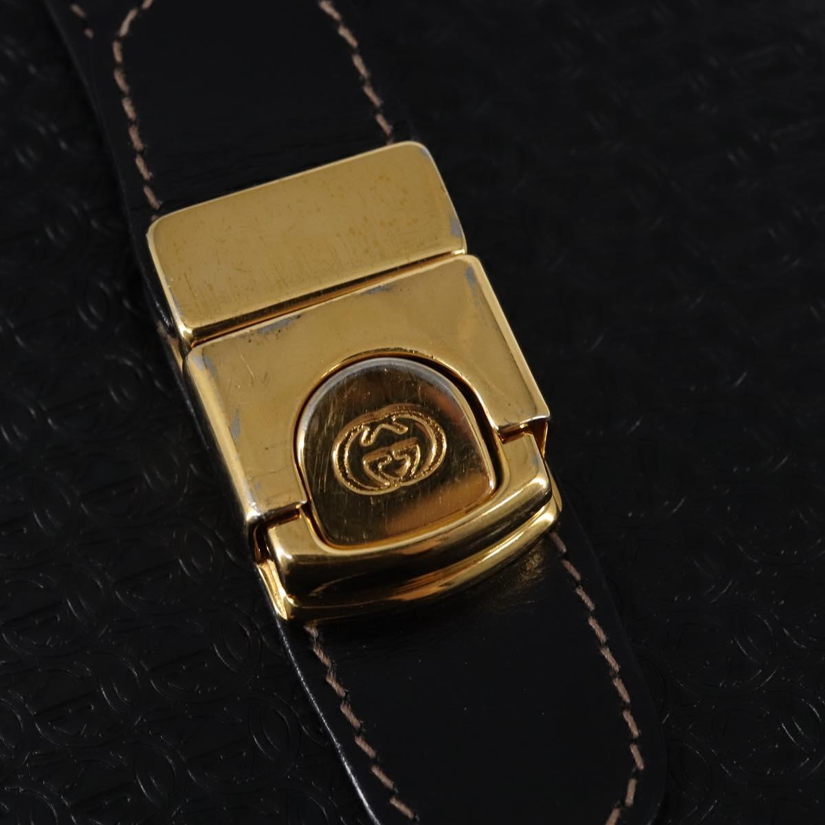 GUCCI Interlocking Shoulder Bag Leather Black Gold 001 33 0998 Auth 144140