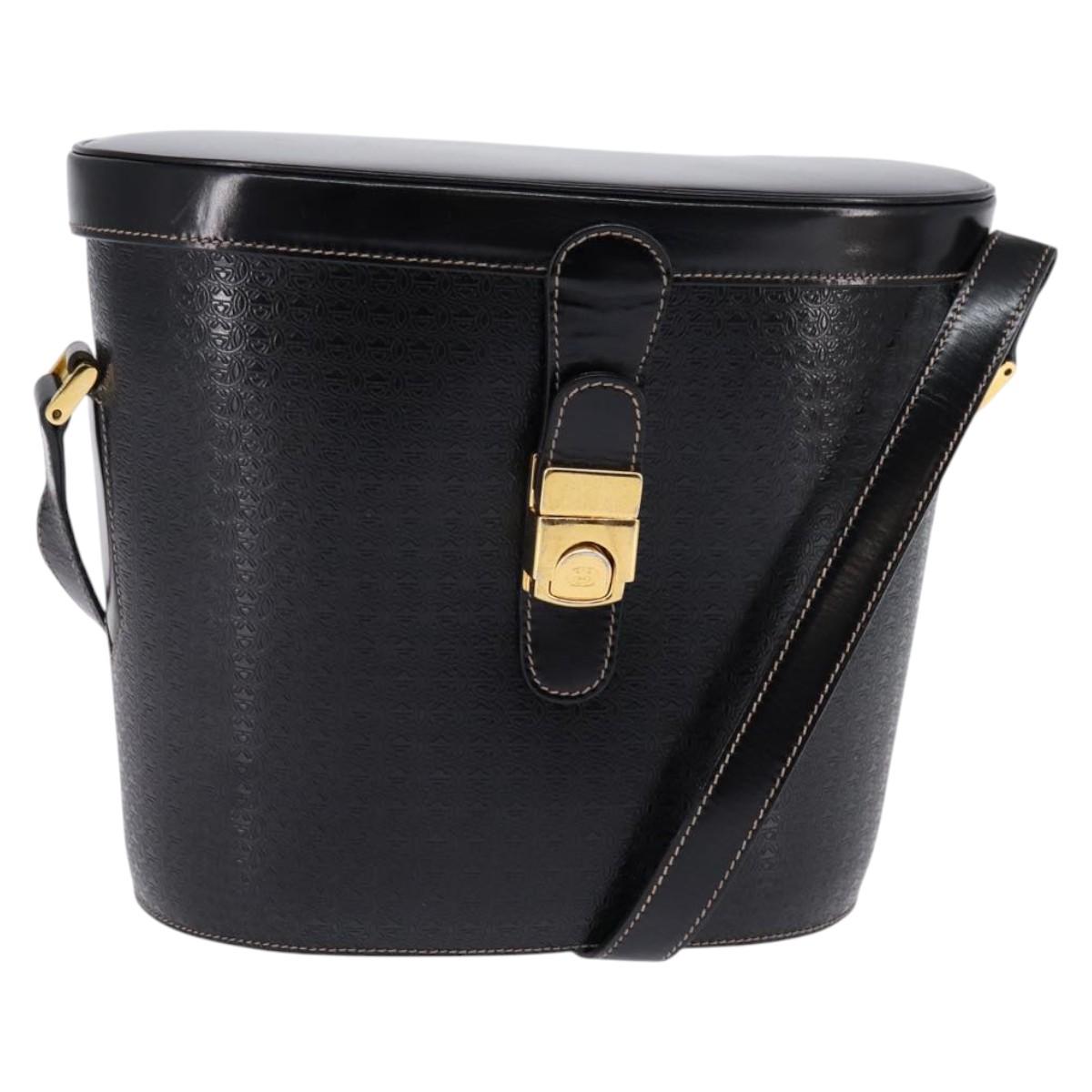 GUCCI Interlocking Shoulder Bag Leather Black Gold 001 33 0998 Auth 144140