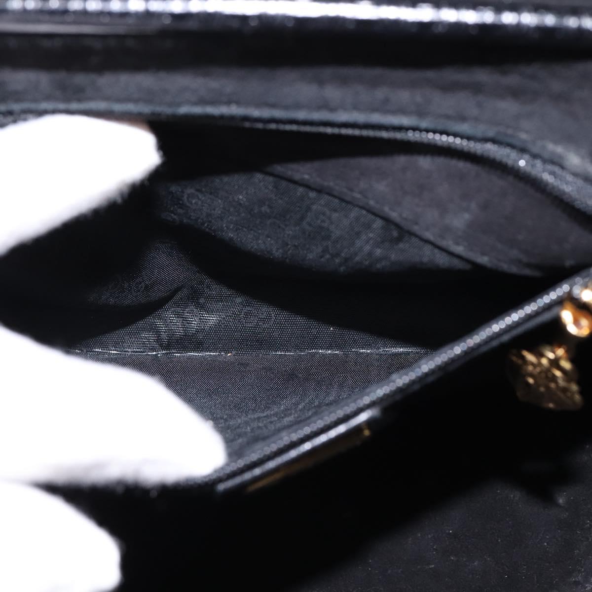 GUCCI Interlocking Shoulder Bag Leather Black Gold 001 33 0998 Auth 144140