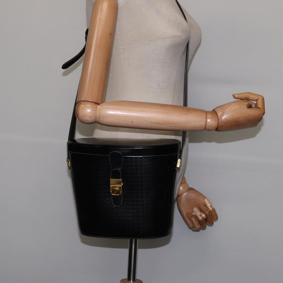 GUCCI Interlocking Shoulder Bag Leather Black Gold 001 33 0998 Auth 144140