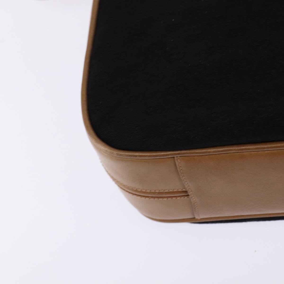 GUCCI Micro GG Canvas Horsebit Shoulder Bag Black Gold Auth 144141