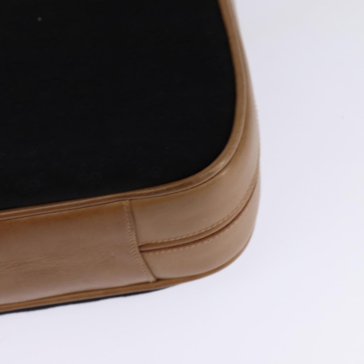 GUCCI Micro GG Canvas Horsebit Shoulder Bag Black Gold Auth 144141