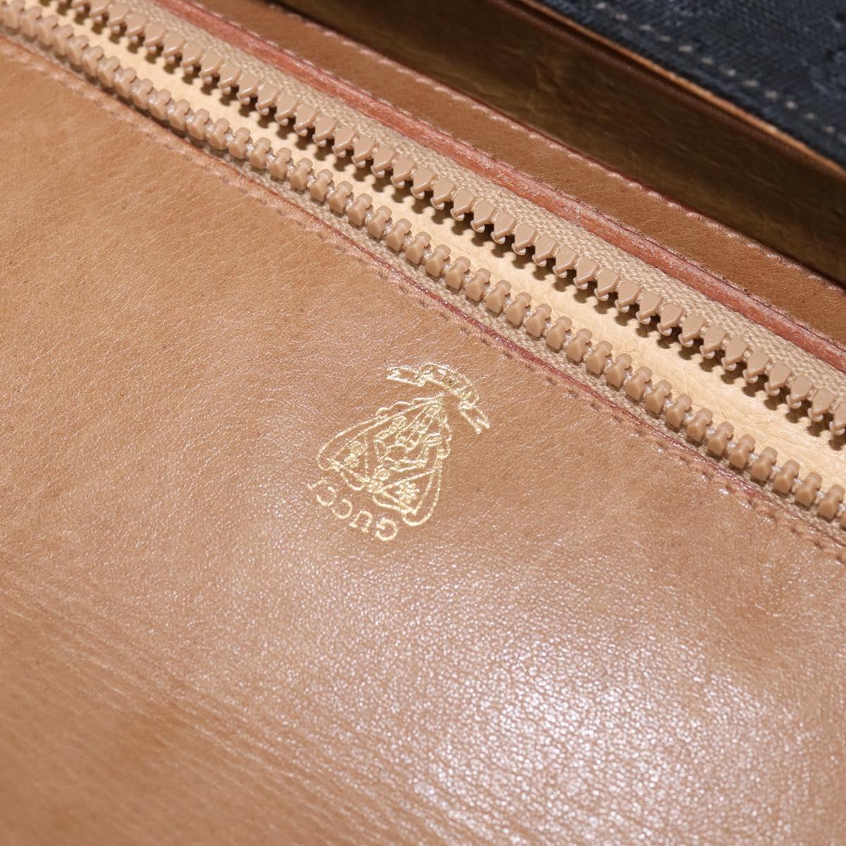 GUCCI Micro GG Canvas Horsebit Shoulder Bag Black Gold Auth 144141
