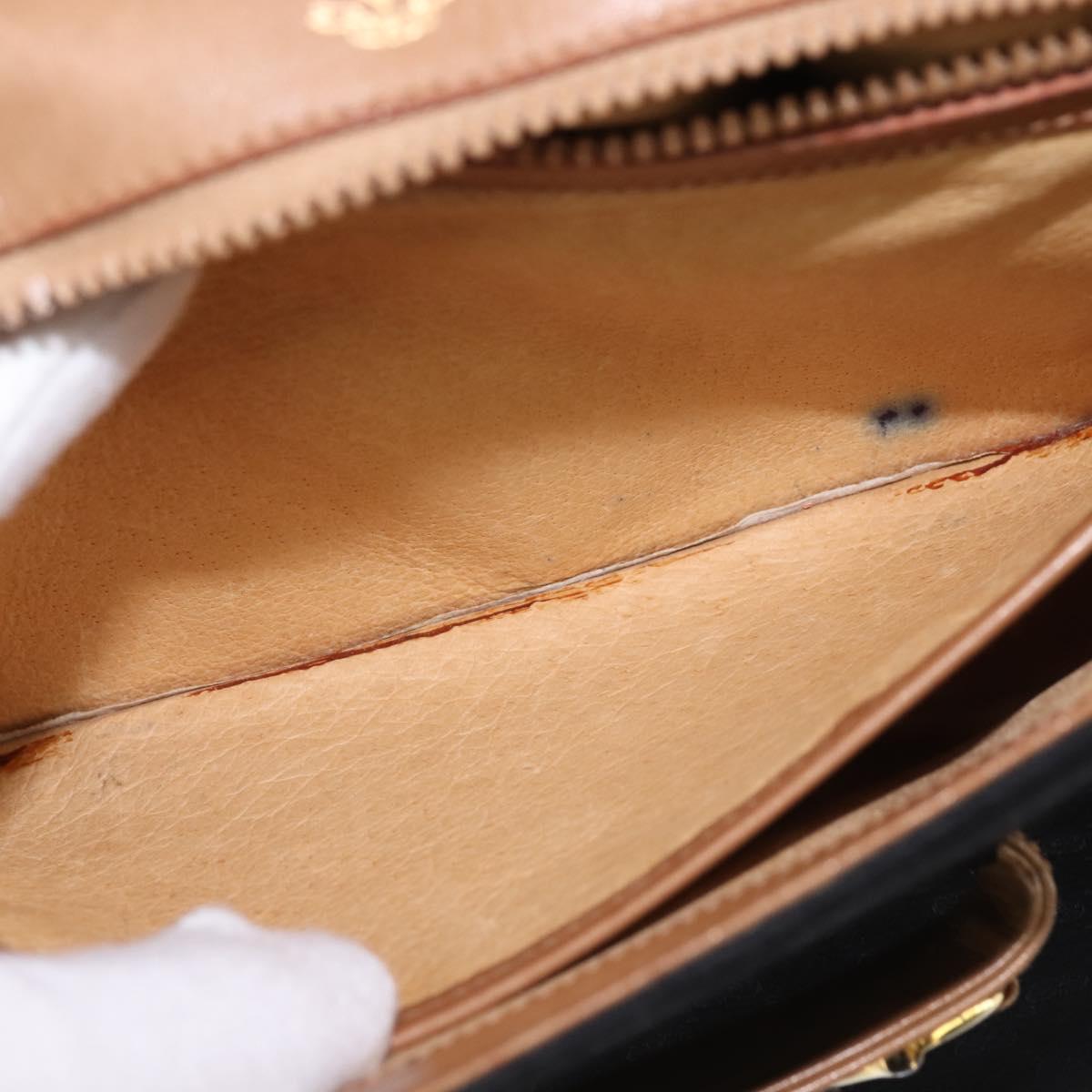 GUCCI Micro GG Canvas Horsebit Shoulder Bag Black Gold Auth 144141