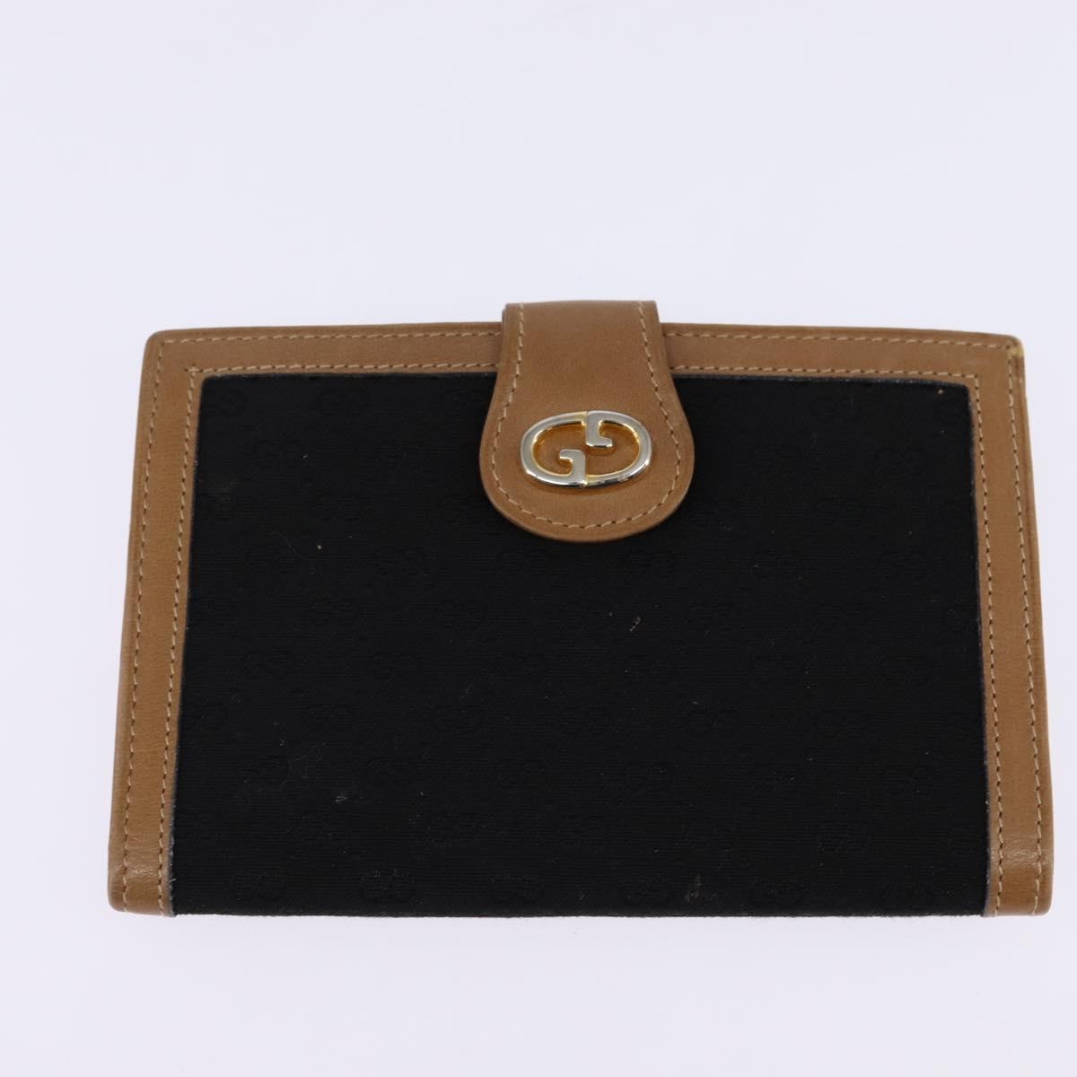 GUCCI Micro GG Canvas Horsebit Shoulder Bag Black Gold Auth 144141