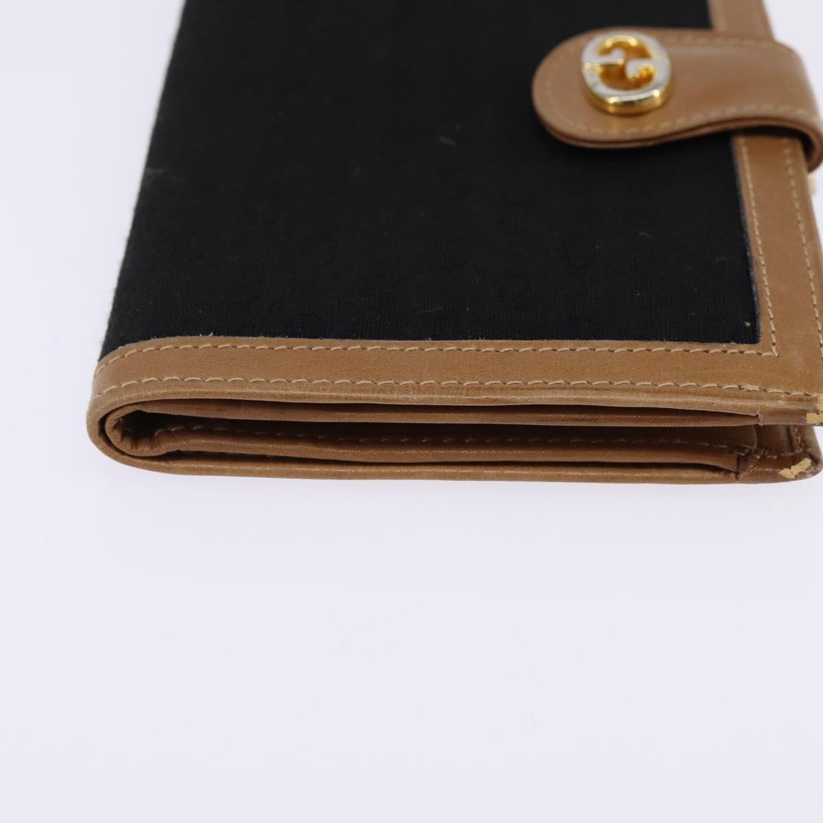 GUCCI Micro GG Canvas Horsebit Shoulder Bag Black Gold Auth 144141