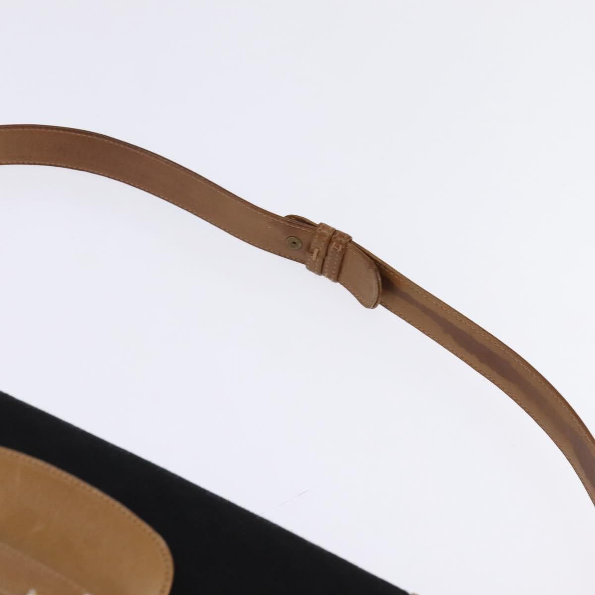 GUCCI Micro GG Canvas Horsebit Shoulder Bag Black Gold Auth 144141