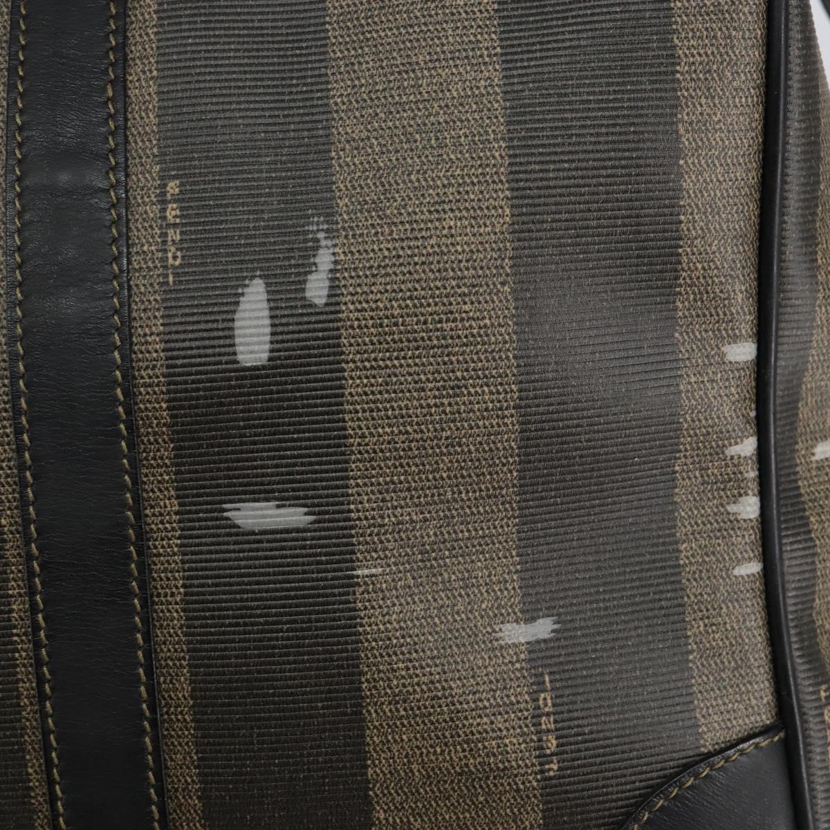 FENDI Pecan Canvas Boston Bag PVC Black Brown Auth 144142