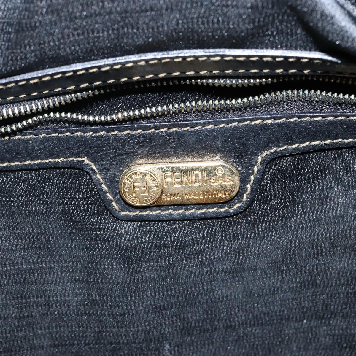 FENDI Pecan Canvas Boston Bag PVC Black Brown Auth 144142