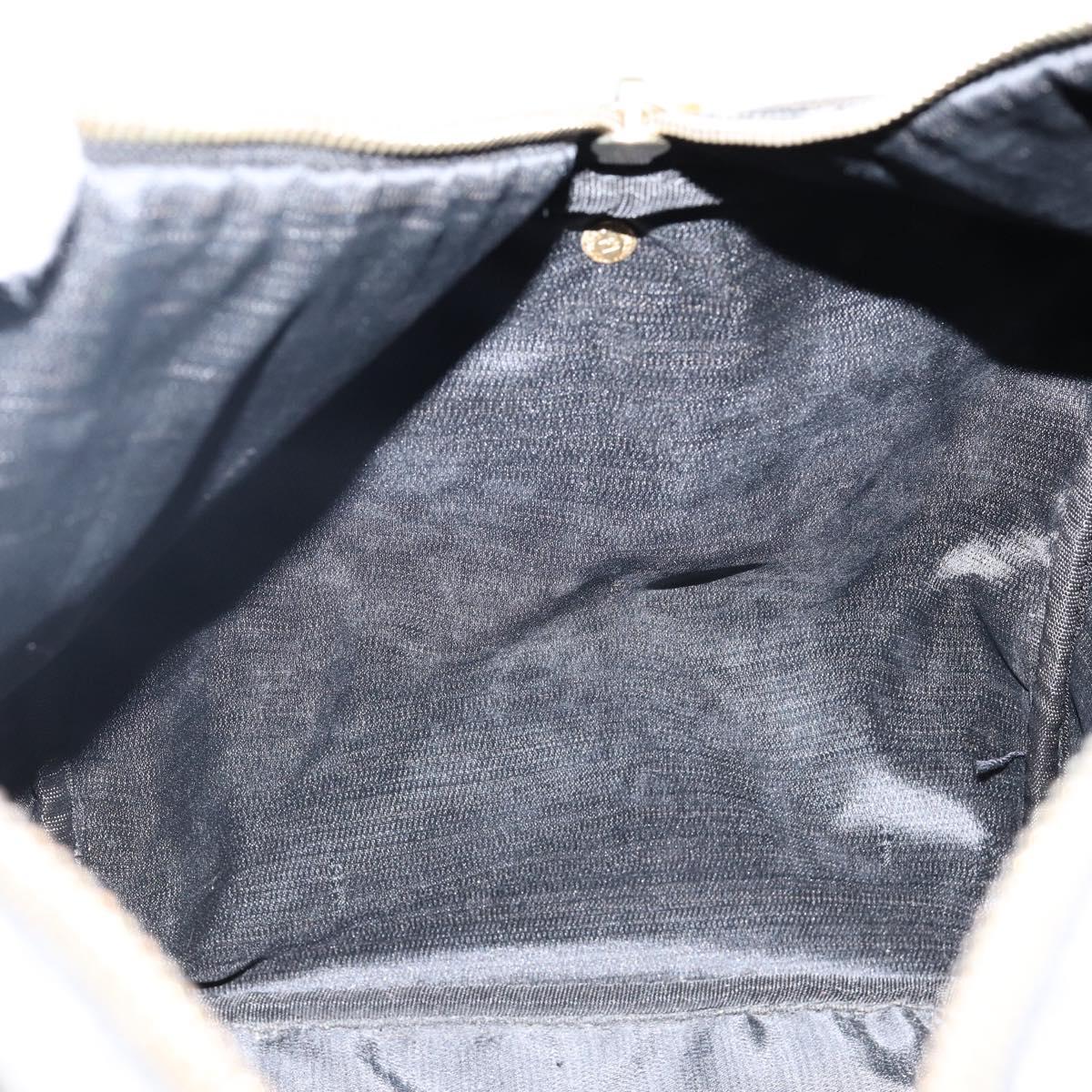 FENDI Pecan Canvas Boston Bag PVC Black Brown Auth 144142