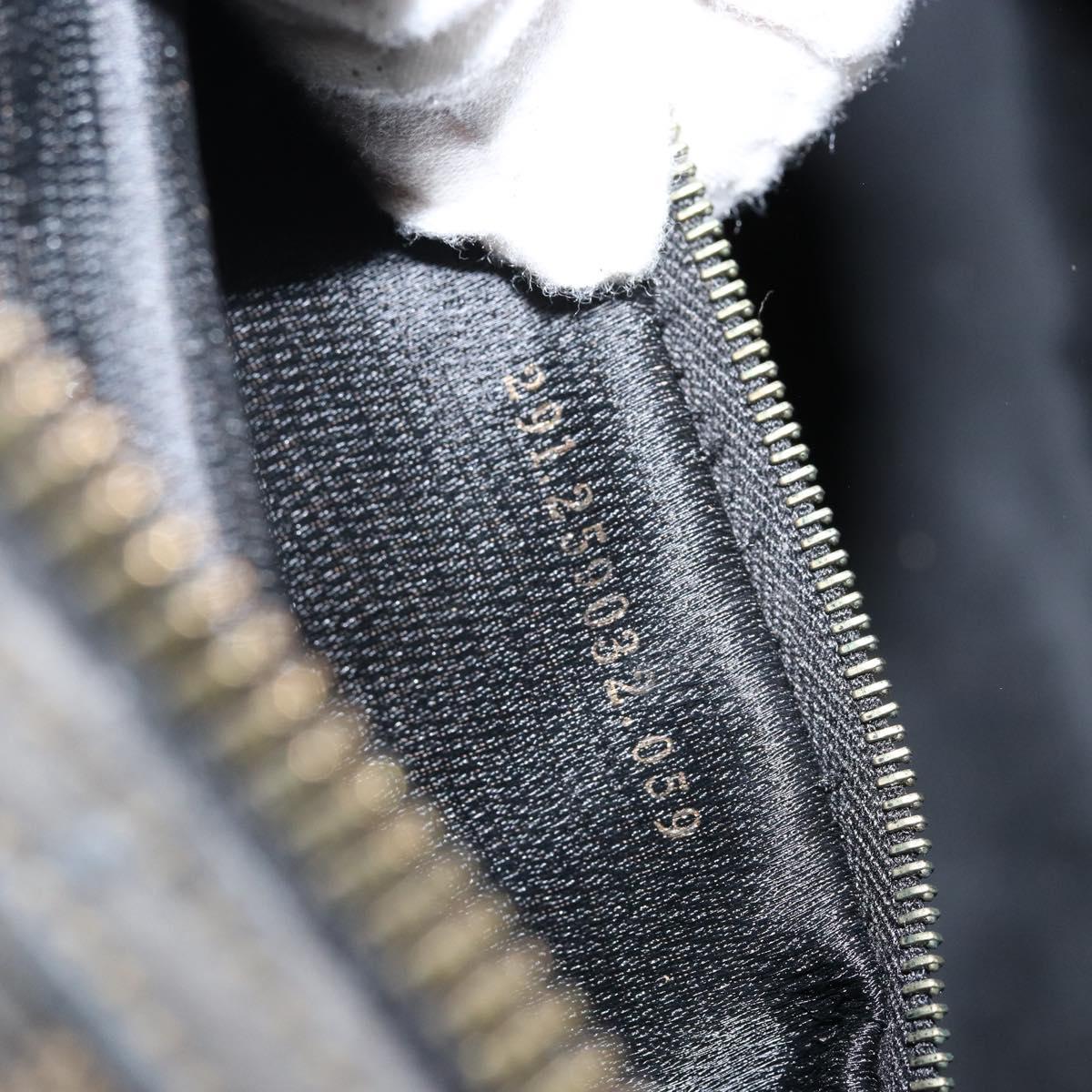 FENDI Pecan Canvas Boston Bag PVC Black Brown Auth 144142