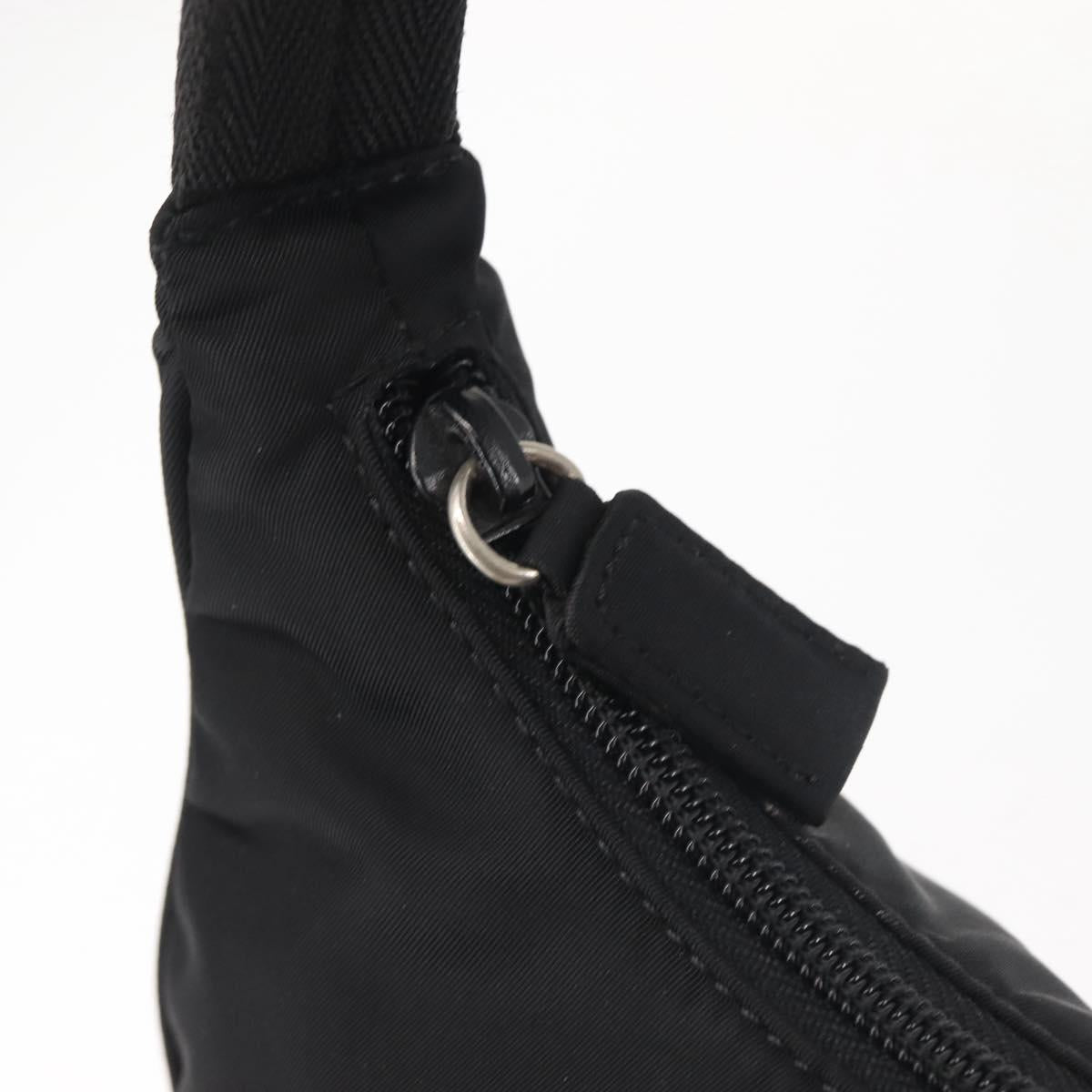 PRADA Hand Bag Nylon Black Silver Auth 144143