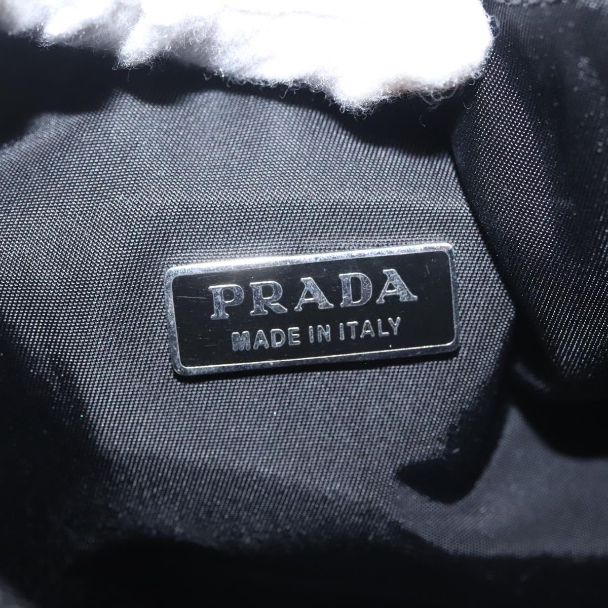 PRADA Hand Bag Nylon Black Silver Auth 144143
