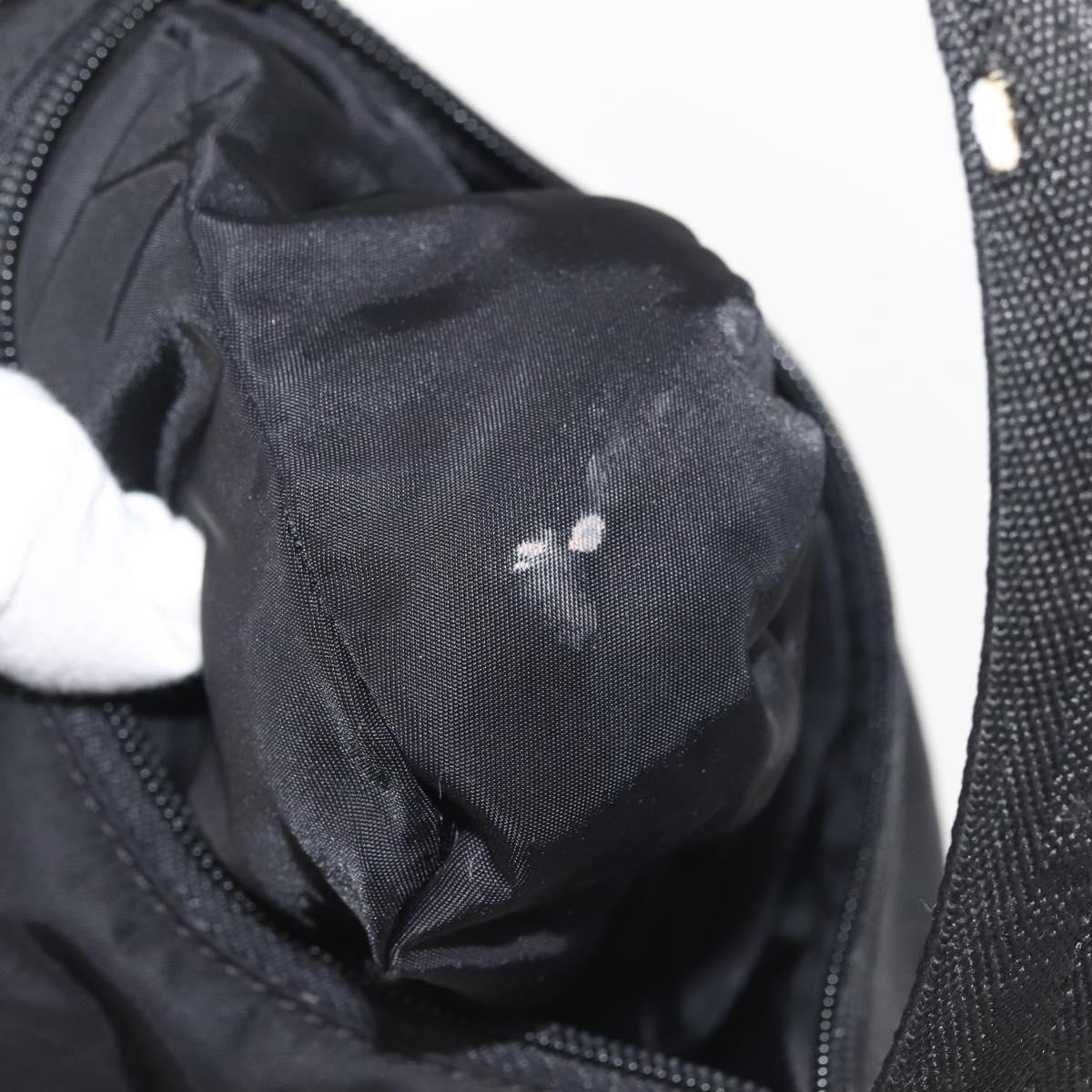 PRADA Hand Bag Nylon Black Silver Auth 144143