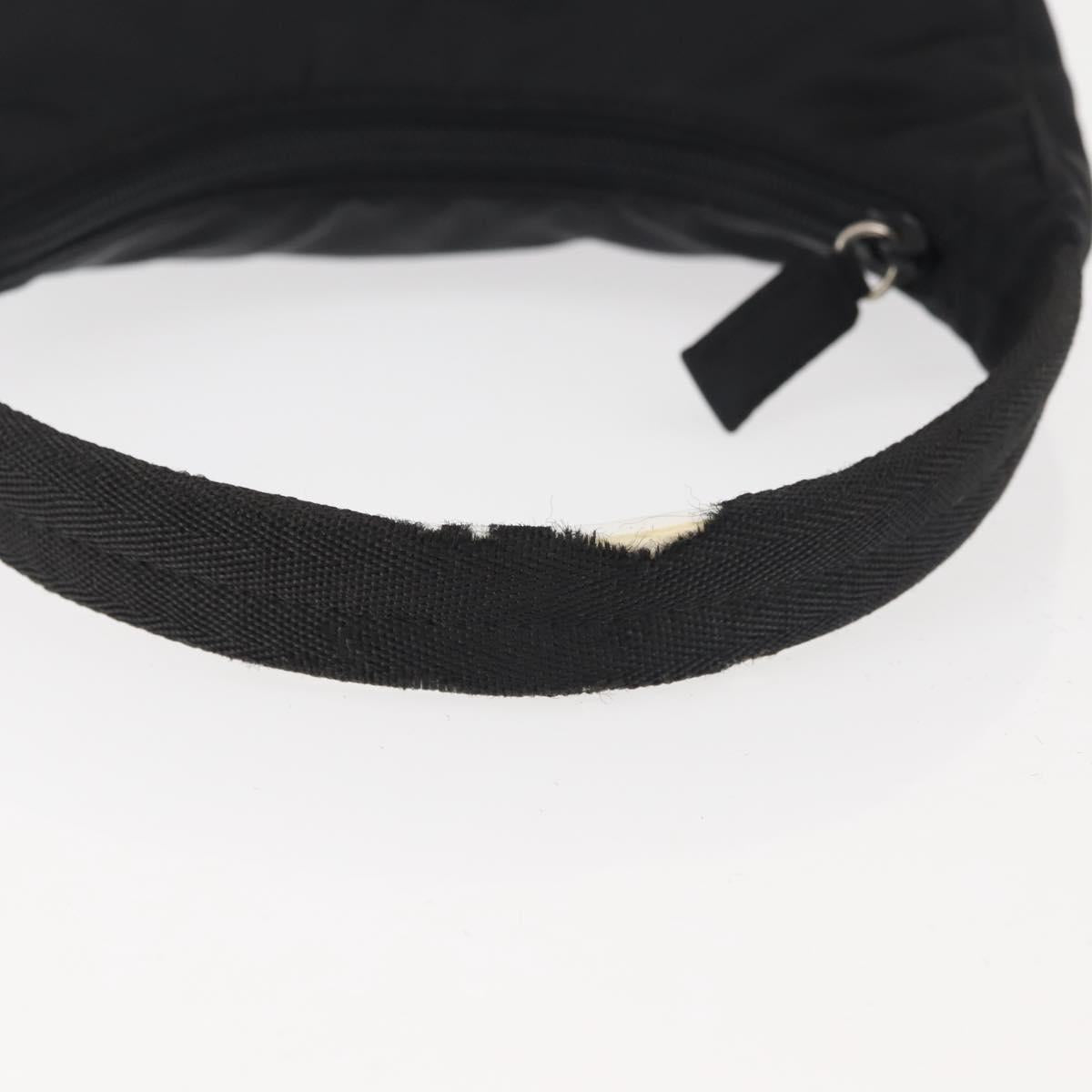 PRADA Hand Bag Nylon Black Silver Auth 144143