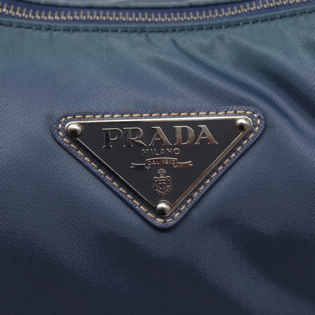 PRADA Shoulder Bag Nylon Light Blue Silver Auth 144144