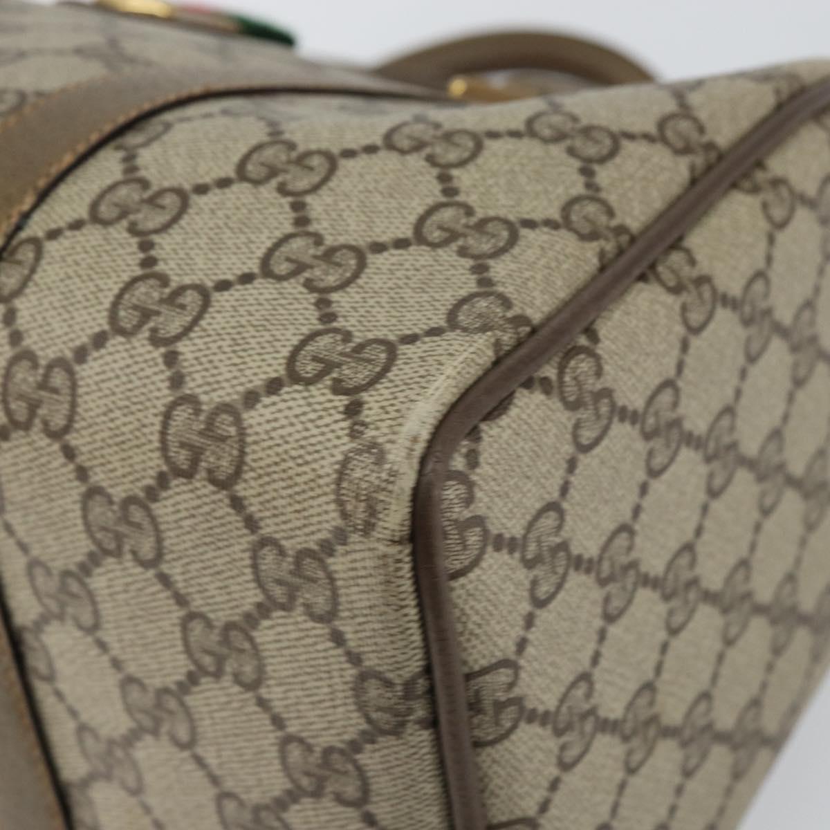 GUCCI GG Supreme Web Sherry Line Boston Bag PVC Beige Gold 40 02 007 Auth 144173