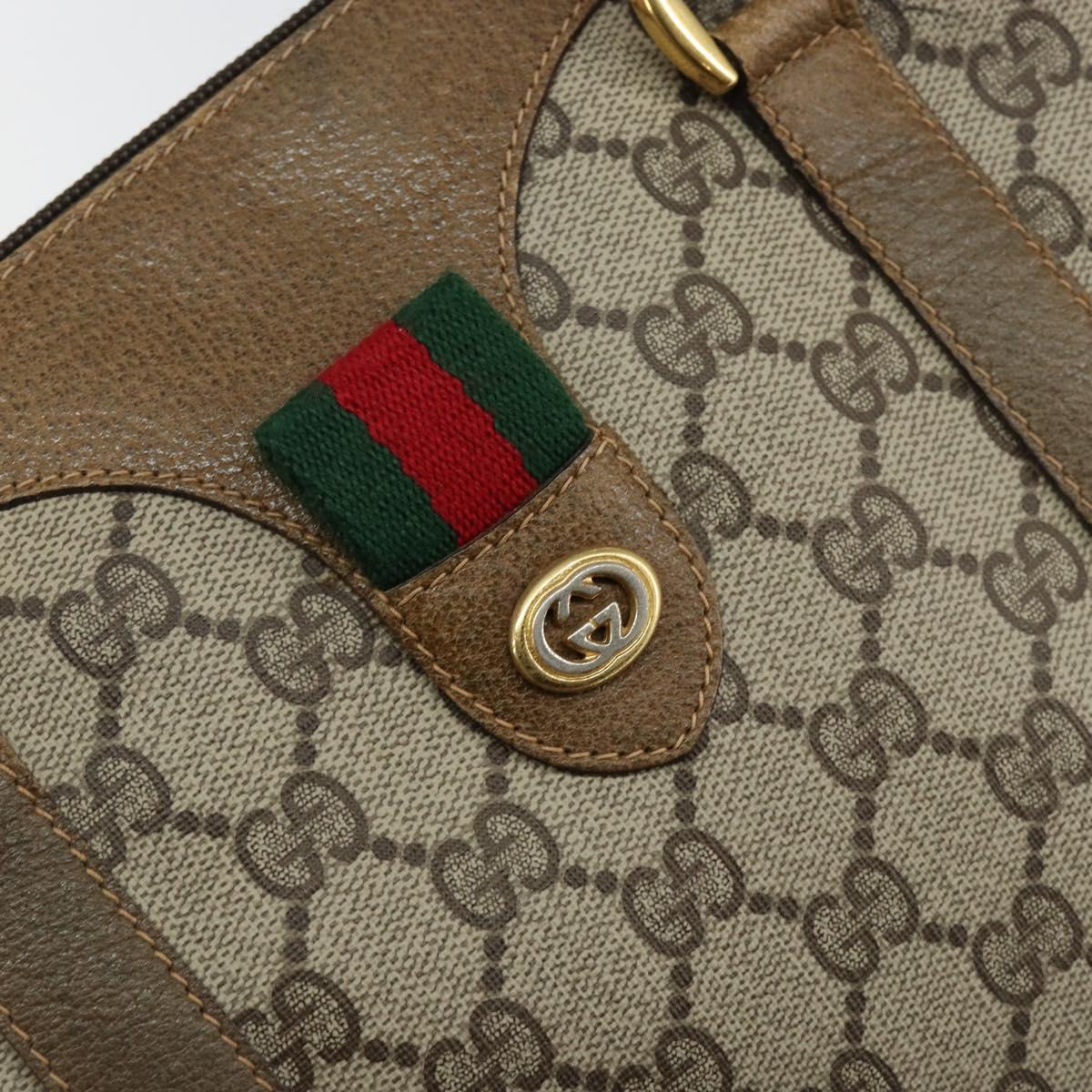 GUCCI GG Supreme Web Sherry Line Boston Bag PVC Beige Gold 40 02 007 Auth 144173