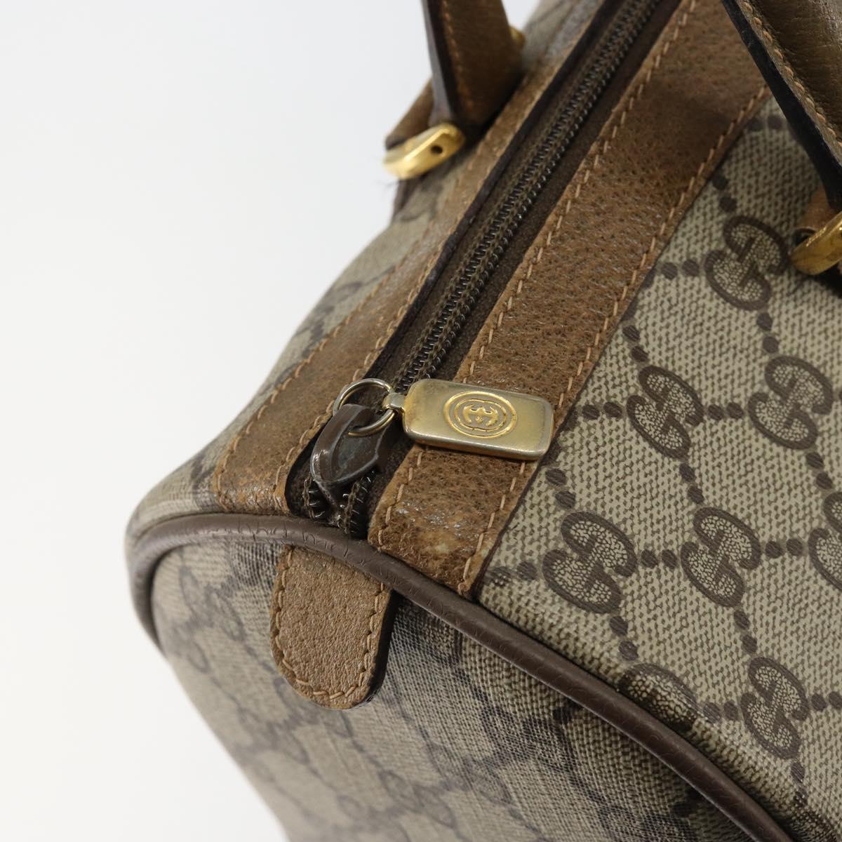 GUCCI GG Supreme Web Sherry Line Boston Bag PVC Beige Gold 40 02 007 Auth 144173