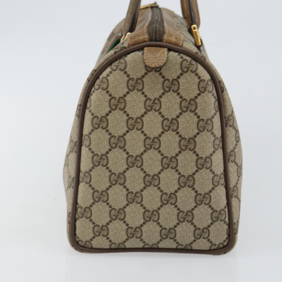 GUCCI GG Supreme Web Sherry Line Boston Bag PVC Beige Gold 40 02 007 Auth 144173
