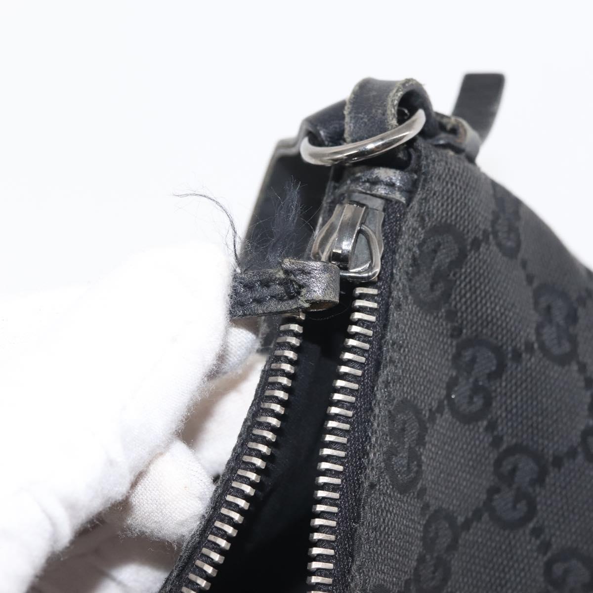 GUCCI GG Canvas Shoulder Bag Black Silver 103399 Auth 144175