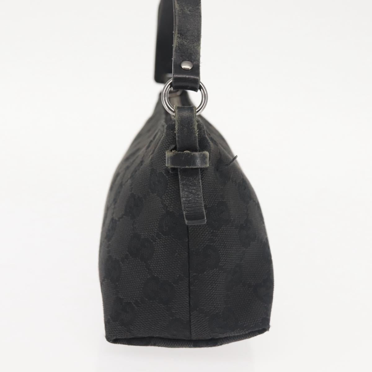 GUCCI GG Canvas Shoulder Bag Black Silver 103399 Auth 144175