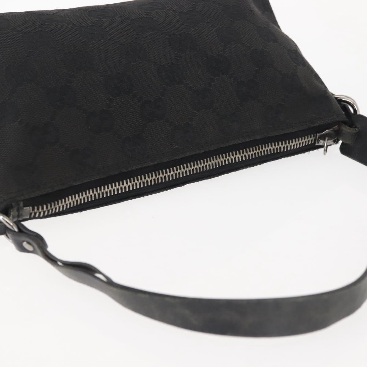 GUCCI GG Canvas Shoulder Bag Black Silver 103399 Auth 144175