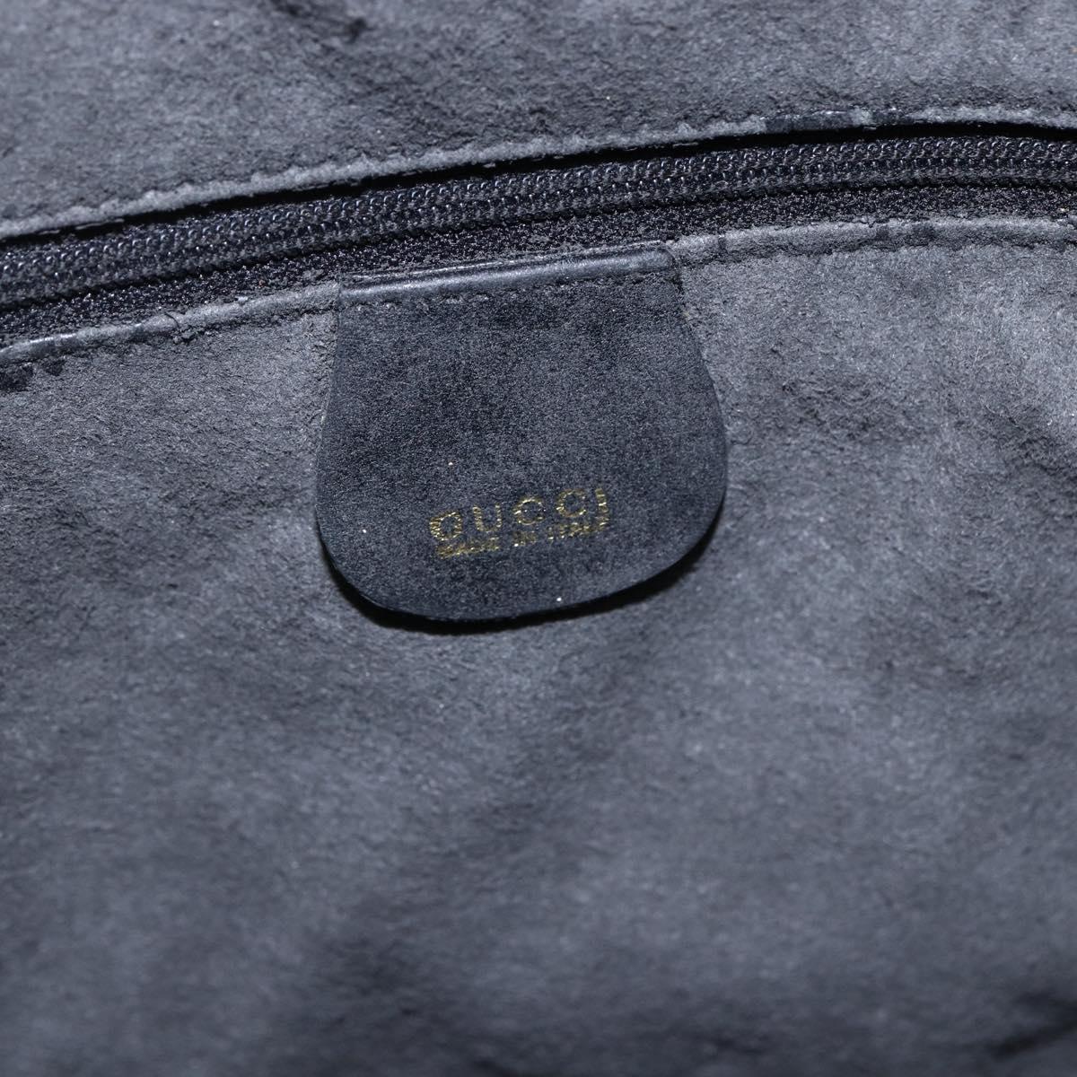 GUCCI Bamboo Shoulder Bag Leather Black Gold Auth 144177