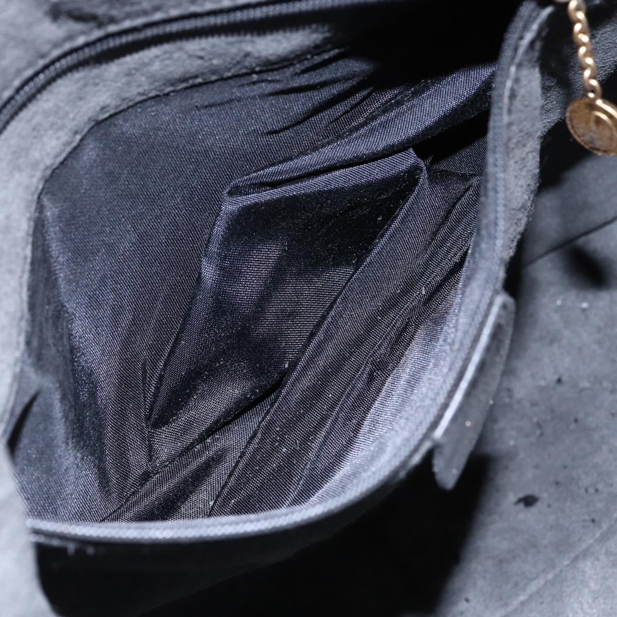 GUCCI Bamboo Shoulder Bag Leather Black Gold Auth 144177