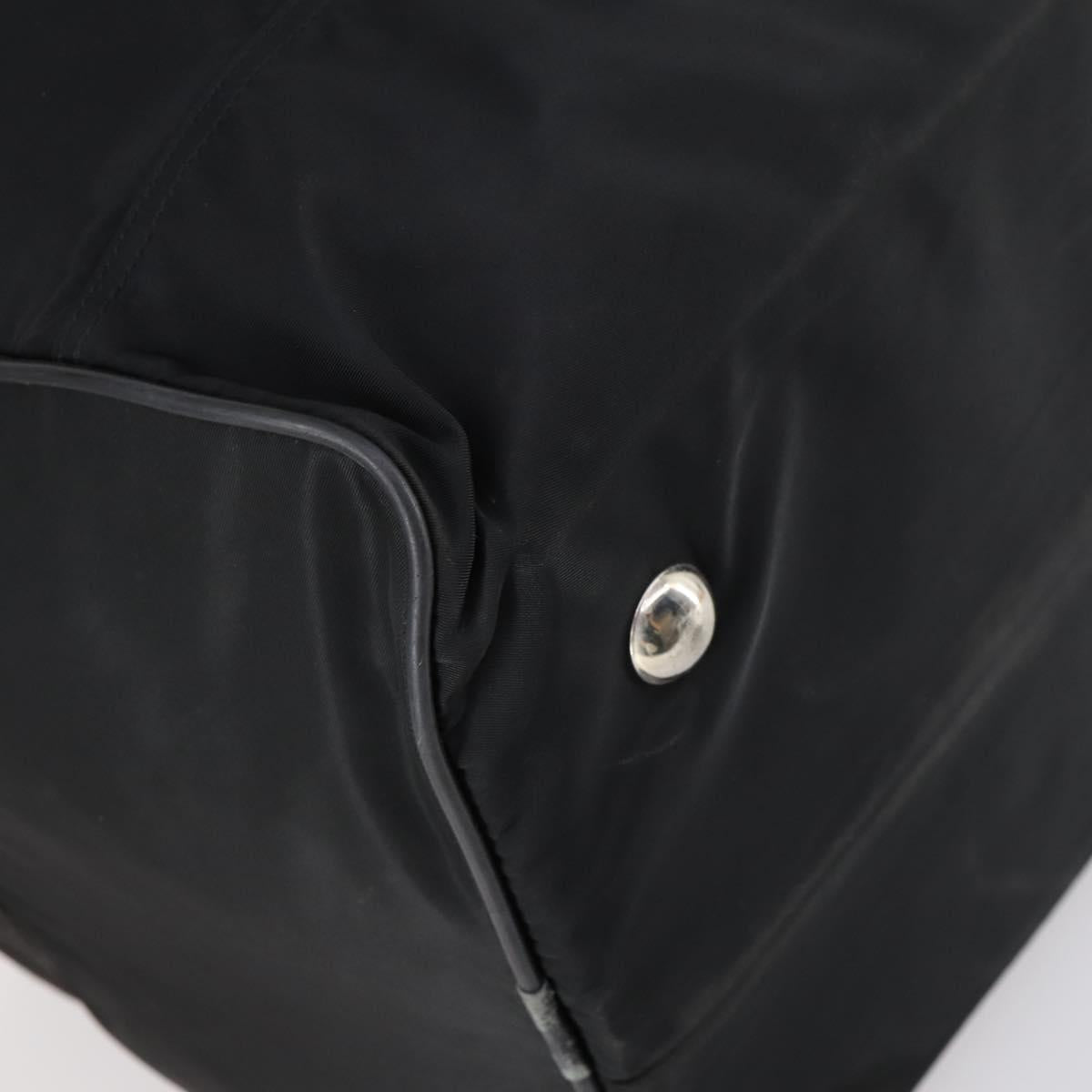 PRADA Boston Bag Nylon Black Silver Auth 144179