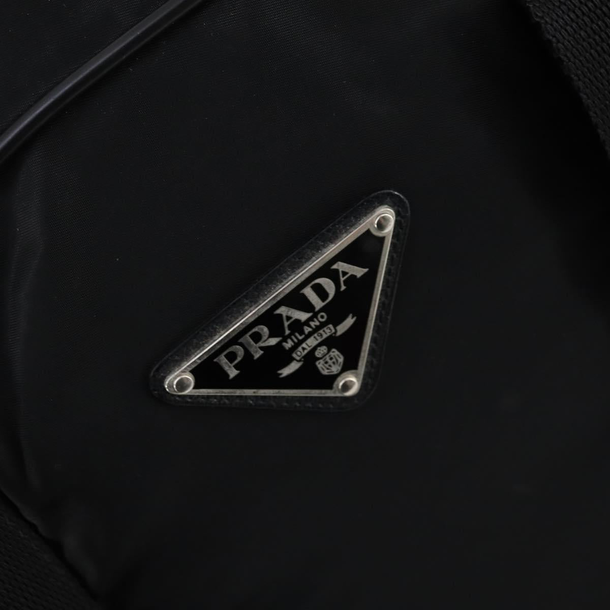 PRADA Boston Bag Nylon Black Silver Auth 144179