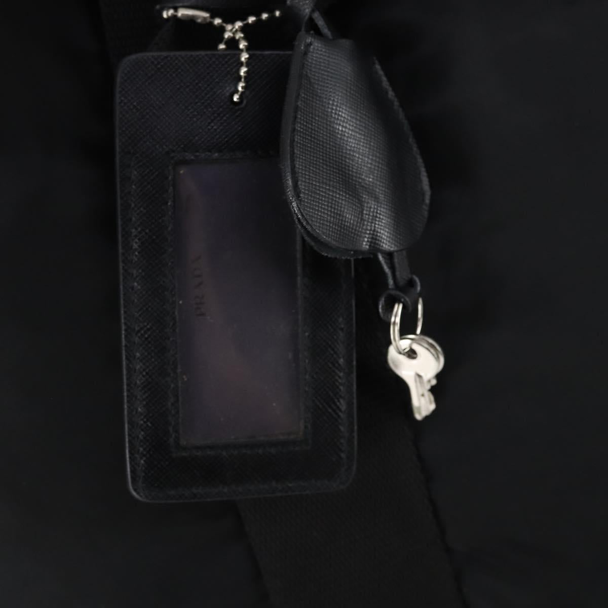 PRADA Boston Bag Nylon Black Silver Auth 144179