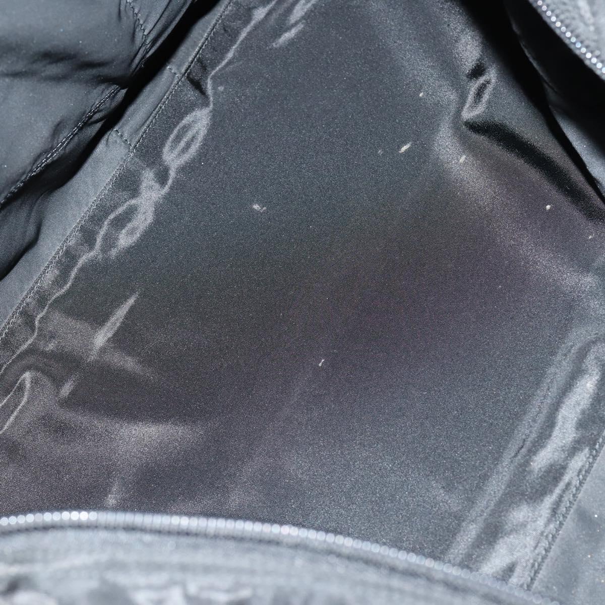 PRADA Boston Bag Nylon Black Silver Auth 144179