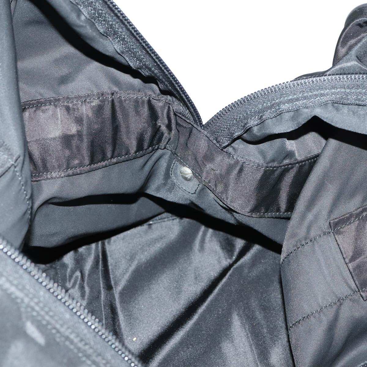 PRADA Boston Bag Nylon Black Silver Auth 144179