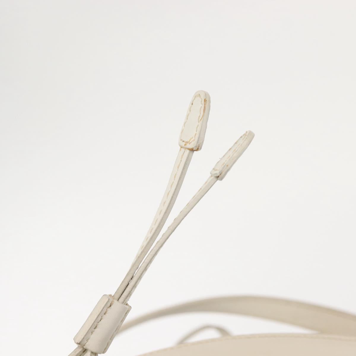 PRADA Tote Bag Canvas Leather Beige Silver Auth 144180